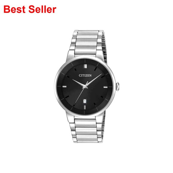Stainless Steel Quartz Watch Classic Mens Timepiece